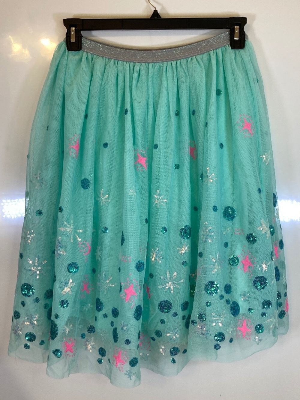 Cat & Jack Green Tutu Skirt Sz XL 14/16 Pink Iridescent Sequin Accents Worn Once